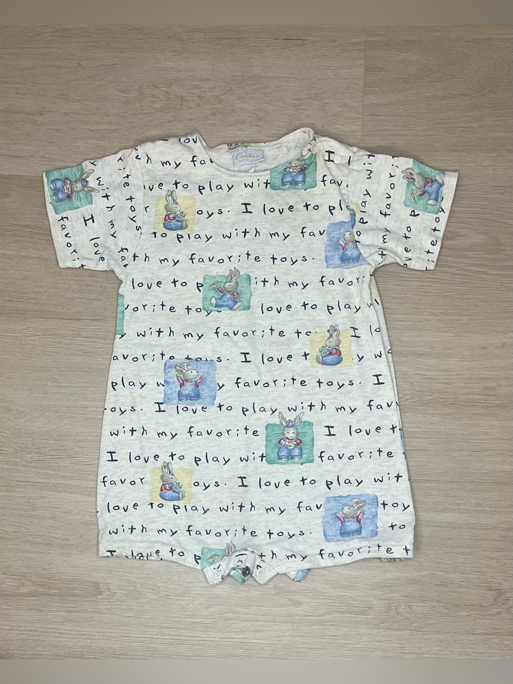 Carter’s Vintage Romper Peter Rabbit Bunny Print Short Sleeve in Cream